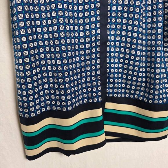 Ann Taylor Geometric Print Shirt Dress Blue Teal Small - Picture 4 of 9